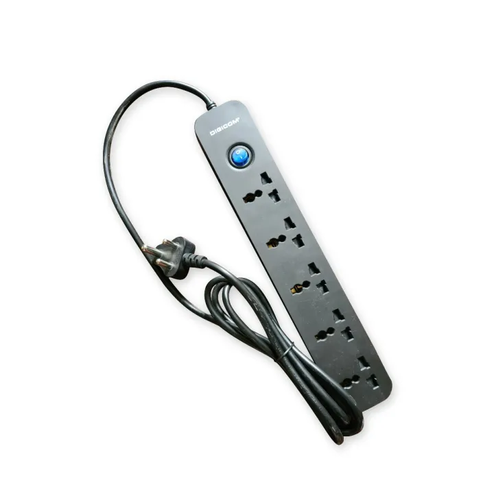 Digicom Surge Protector 5 Universal Extension Socket With 3 Meters Power Cord Dg-V50 Black Multiplug